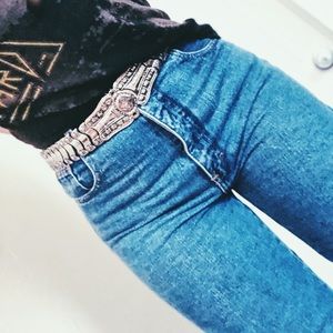 Vintage Metal Southwestern High Waist Belt Leather